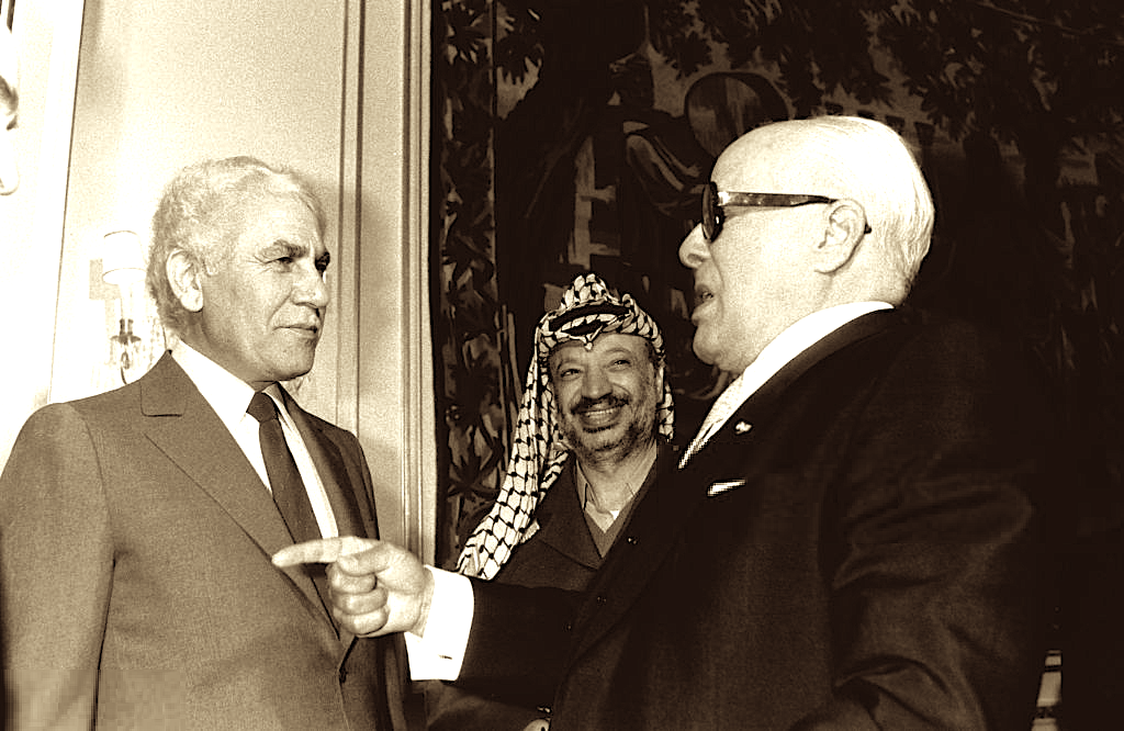 Chadli, Yasser Arafat et Bourguiba