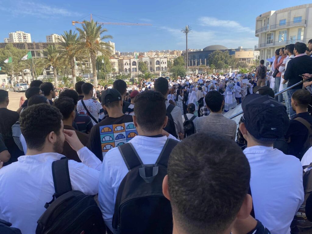 Etudiants en médecine en grève.