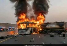 Arabie saoudite : 45 pèlerins indiens périssent dans un accident près de Médine Car de pèlerin en feu en Arabie saoudite