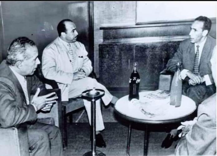 Mohamed Khider, Krim Belkacem et Mohamed Boudiaf,