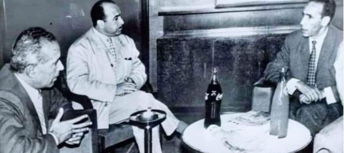 Mohamed Khider, Krim Belkacem et Mohamed Boudiaf,