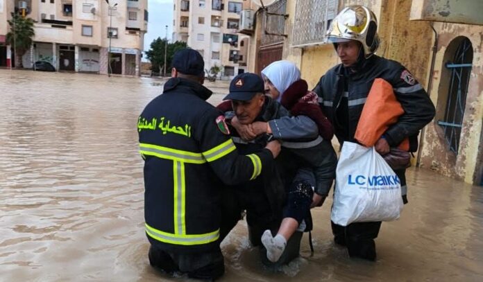 Inondation à Relizane. Crédit photo : Cellule de communication de la protection civile